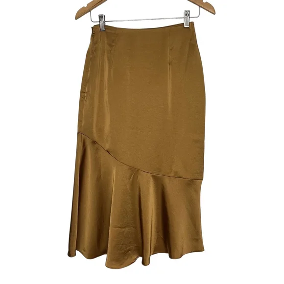 Petal & Pup Nellie Bronze Satin Midi Skirt Size 4 NWT - Picture 4 of 6